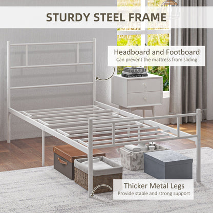Bamika 3FT Single Metal Bed Frame With Headboard Footboard Strong Slat Base