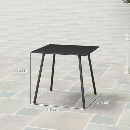Nanodor Steel Black Square Outdoor Dining Table With Slatted Top For 4
