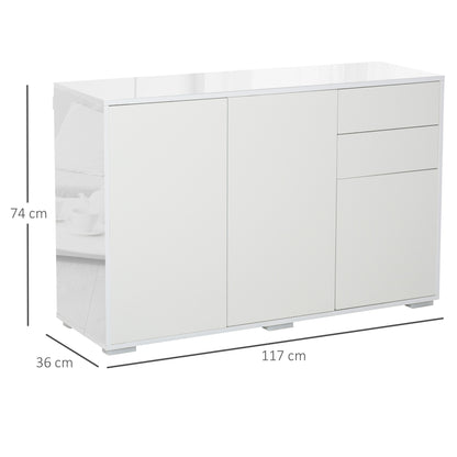 Talu High Gloss White Large Sideboard With 2 Drawers And Double Cabinets