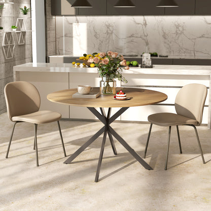 Luhalari Metal And Wood Oak Finish Industrial Dining Table Seating 4 120 cm