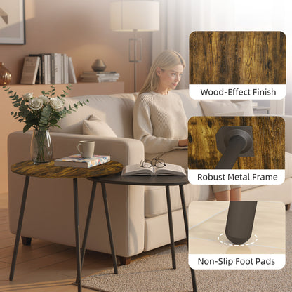 Nosaha Wooden Rustic Brown Set Of 2 Nesting Side Tables