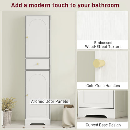 Remodi Bara Tall Bathroom Storage Cabinet With Arched Door Design White