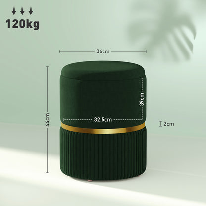 Rapa Etched Velvet Green Storage Ottoman With Gold Detail