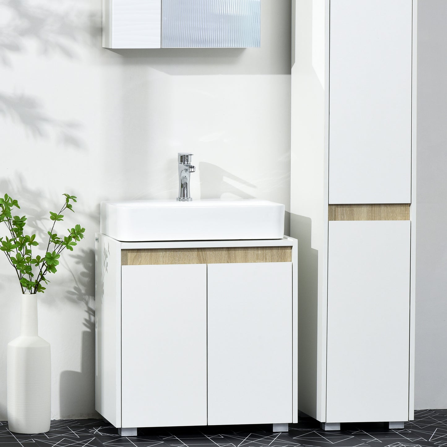 Elpalo White Freestanding Under Sink Vanity Cabinet With Double Doors
