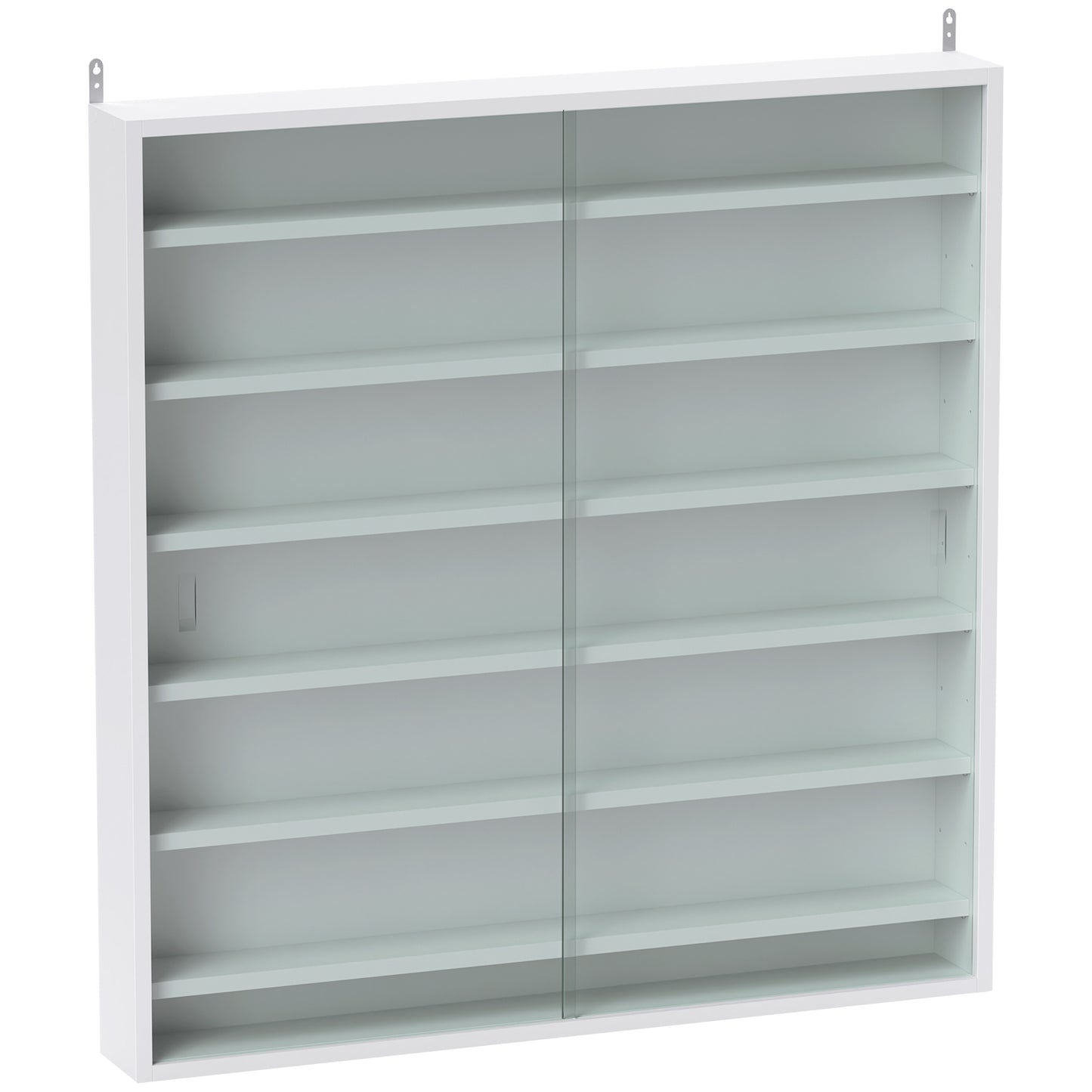 Bazizi Kedi Wood And Glass White 6 Tier Display Cabinet With Glass Doors