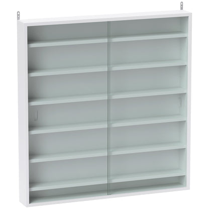 Bazizi Kedi Wood And Glass White 6 Tier Display Cabinet With Glass Doors