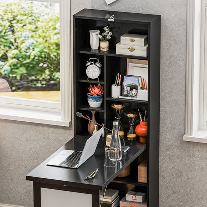 Elrika 98cm Black 3 Section Work Desk With Writing Board And Storage