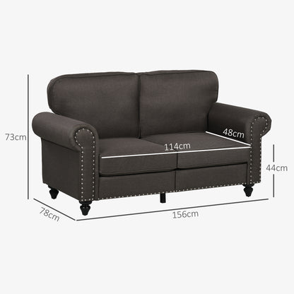 Mile Dira Dark Brown Upholstered 2 Seater Mid Century Style Sofa With Pocket Spring Support