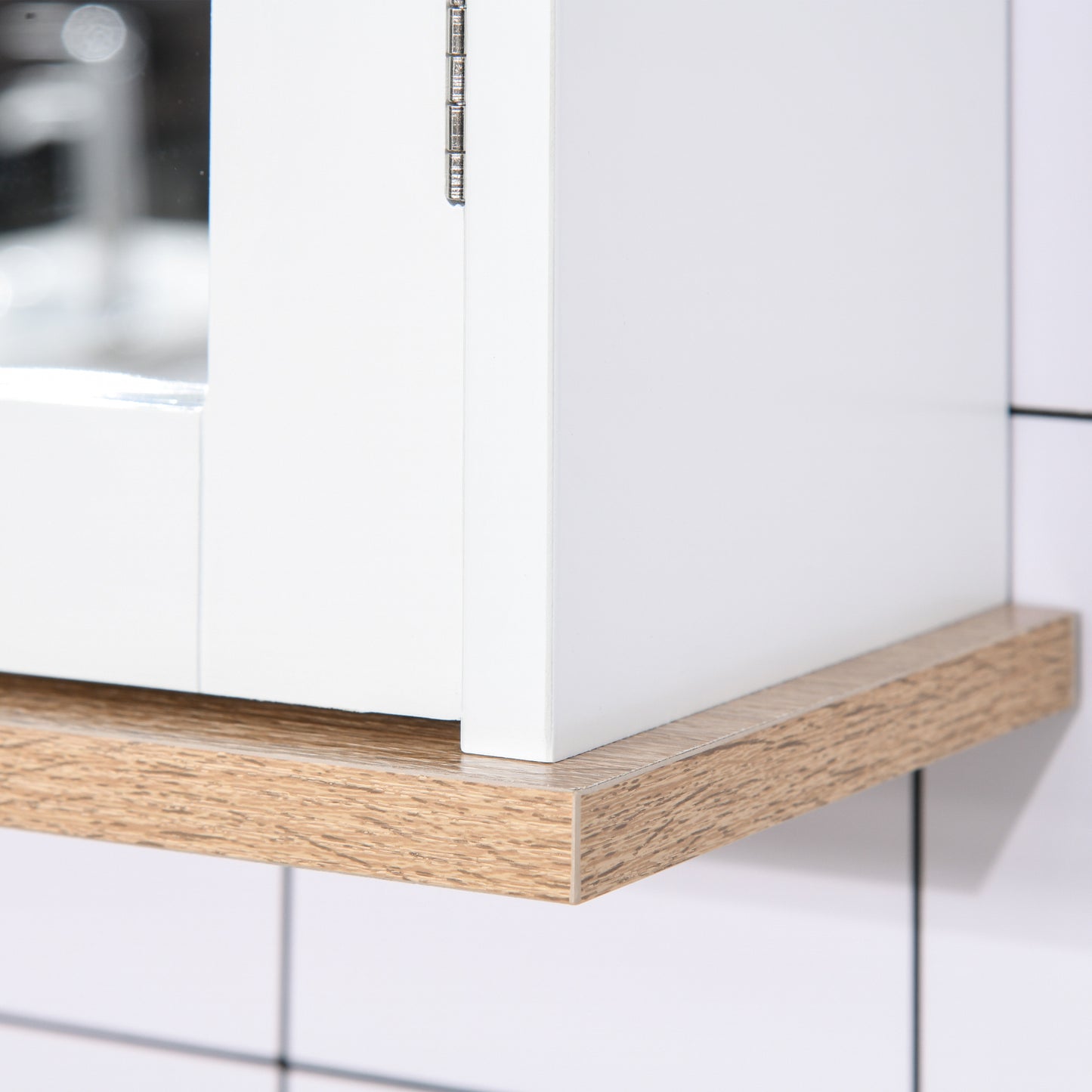 Lumo Bathroom Furniture Set With Wall Mirror Cabinet And Sink Storage White And Wood Grain