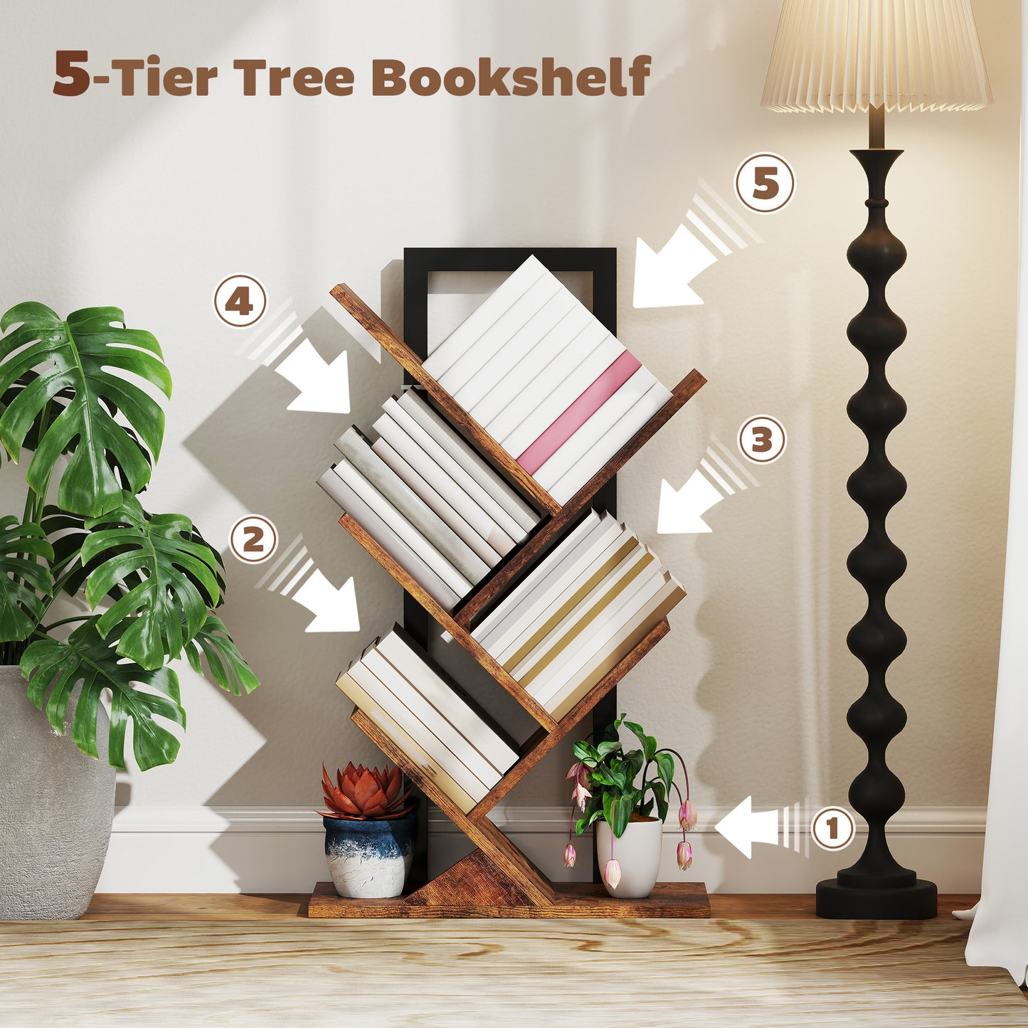 Rori Wood Wood Effect 4 Section Tree Style Bookcase