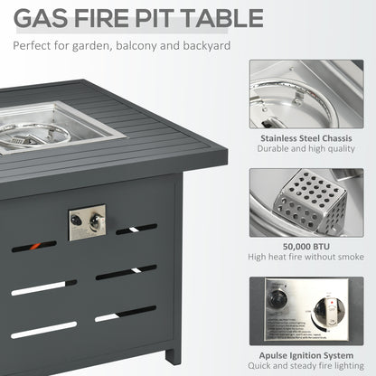 Mira 4 Seater Grey Aluminium Garden Furniture Set with Gas Fire Pit Table
