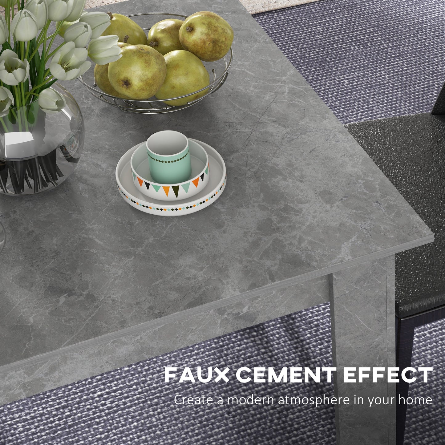 Kava Cement Grey Square Dining Table With Faux Cement Finish Compact Modern Style