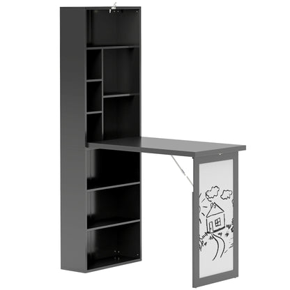 Elrika 98cm Black 3 Section Work Desk With Writing Board And Storage