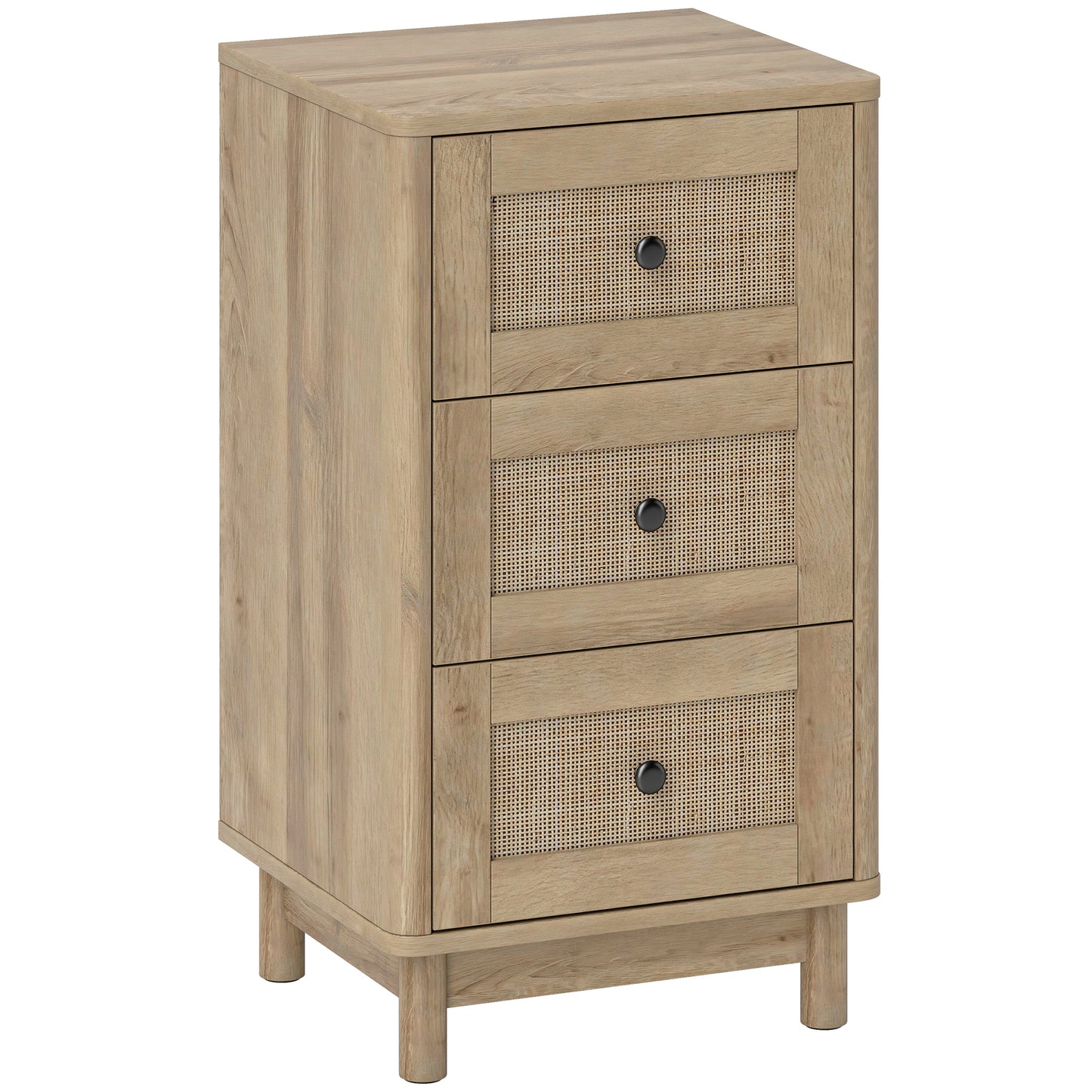 Milu Wood Oak Finish 3 Drawer Compact Storage Chest 40 cm Wide