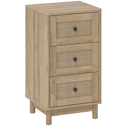 Milu Wood Oak Finish 3 Drawer Compact Storage Chest 40 cm Wide