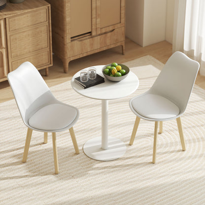 Susuyo Metal And Wood White Round Dining Table With Steel Base 60 x 60 cm