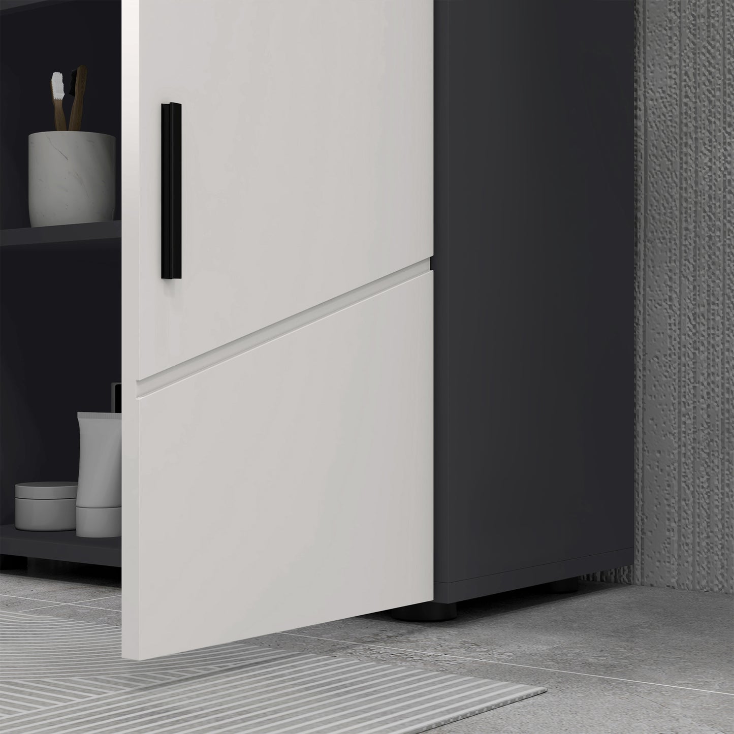 Vipa Luve Light Grey Under Sink Vanity Cabinet With Double Doors Adjustable Shelving And U Cut Out