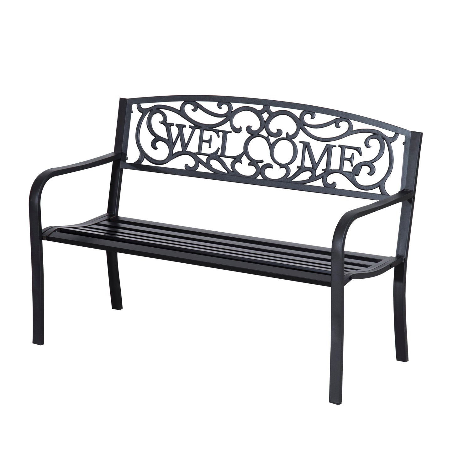 Rolare 126cm Steel Black Outdoor Garden Bench