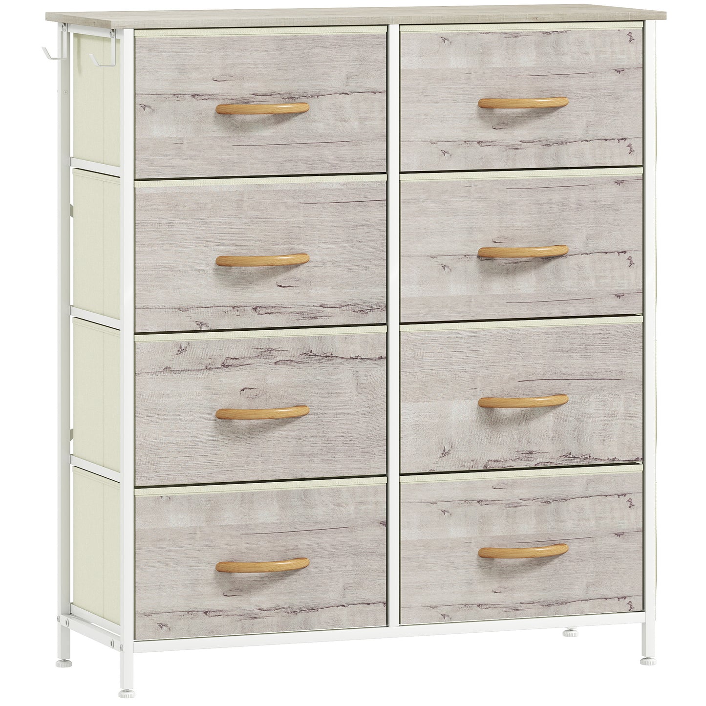 Nokaso Fabric And Metal Natural Wood Finish 8 Drawer Storage Chest