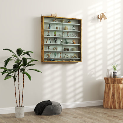 Yovere Wood And Glass Brown 6 Tier Display Cabinet With Glass Doors
