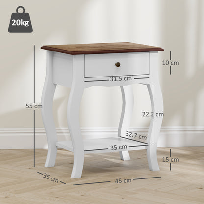 Rifipa White Set Of 2 French Style Bedside Tables With Drawer And Open Shelf