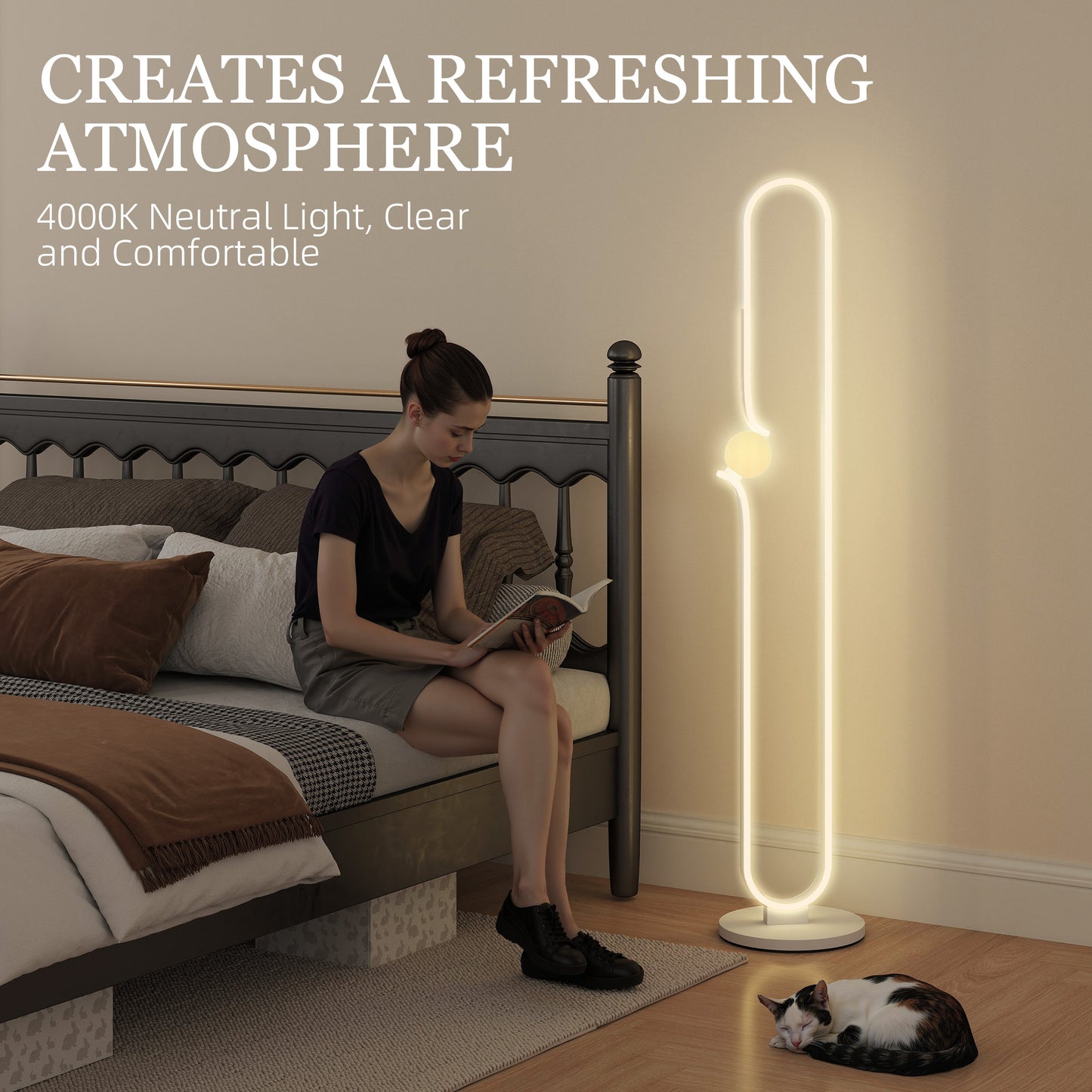 Vanotafa Metal And Glass White Dimmable LED Floor Lamp With Glass Night Light And Foot Switch