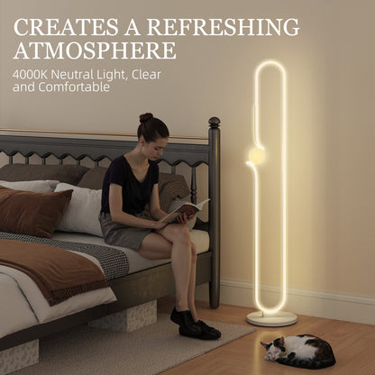 Vanotafa Metal And Glass White Dimmable LED Floor Lamp With Glass Night Light And Foot Switch