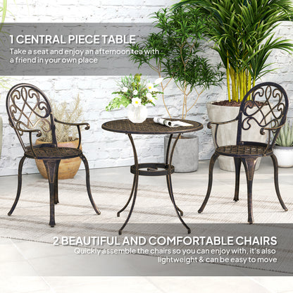 Ziraro Aluminium Bronze Tone 3 Piece Elegant Garden Bistro Set