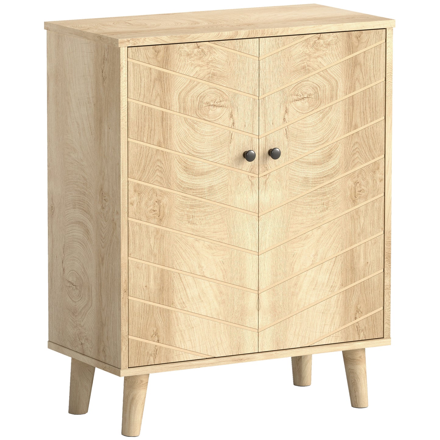 Elka Dive Natural Wood Chevron Sideboard 2 Doors Angled Legs