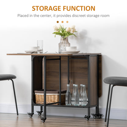 Suzito Wooden Brown And Black Drop Leaf Dining Table Seating 6