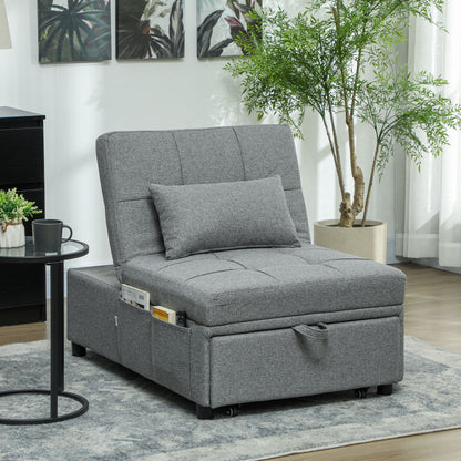 Nidi Kaha Fabric Dark Grey 4 In One Convertible Single Sleeper Chair