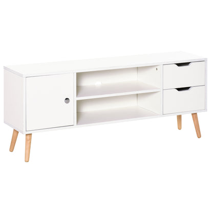 Rani Mano 120cm Wooden White TV Console With Open Shelves 2 Drawers 1 Door