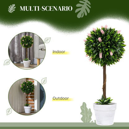 Yodina Set Of 2 Artificial Flower Ball Trees In Pink With Pots For Indoor And Outdoor Styling 60cm