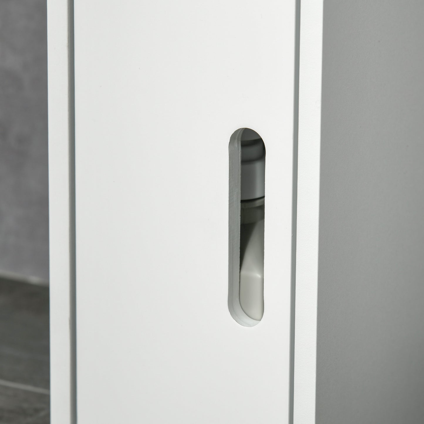 Rizi Tall Freestanding Bathroom Storage Unit With OFauxn Shelves And Cupboards White