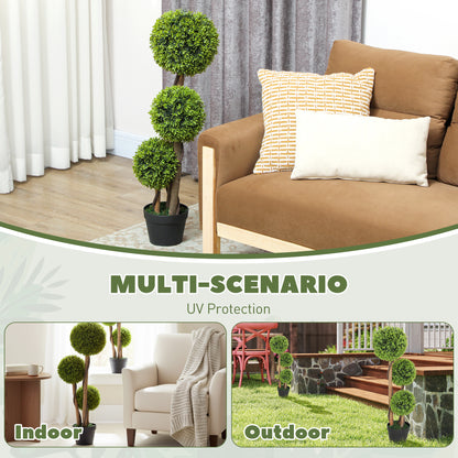 Fidole Set Of 2 Artificial Boxwood Ball Topiary Trees In Pots For Indoor And Outdoor Use