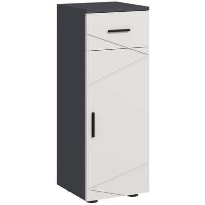 Fimala Slim Grey Bathroom Storage Cabinet With Drawer Cupboard Adjustable Shelves And Soft Close Door
