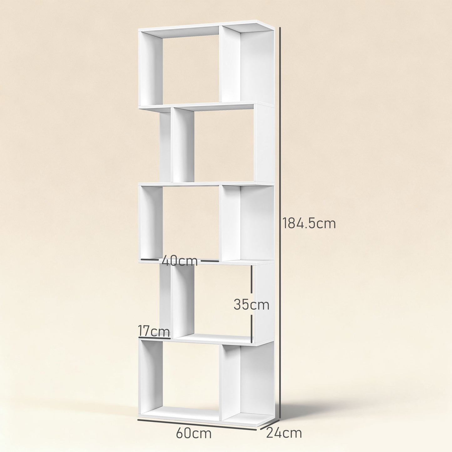 Matosu Wood White 5 Tier S ShaFauxd Freestanding Bookcase Display Unit