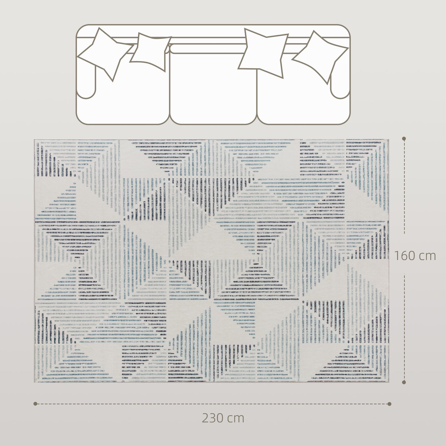 Keni Polyester Multi Colour Geometric Non Slip Washable Rug 230 x 160 cm