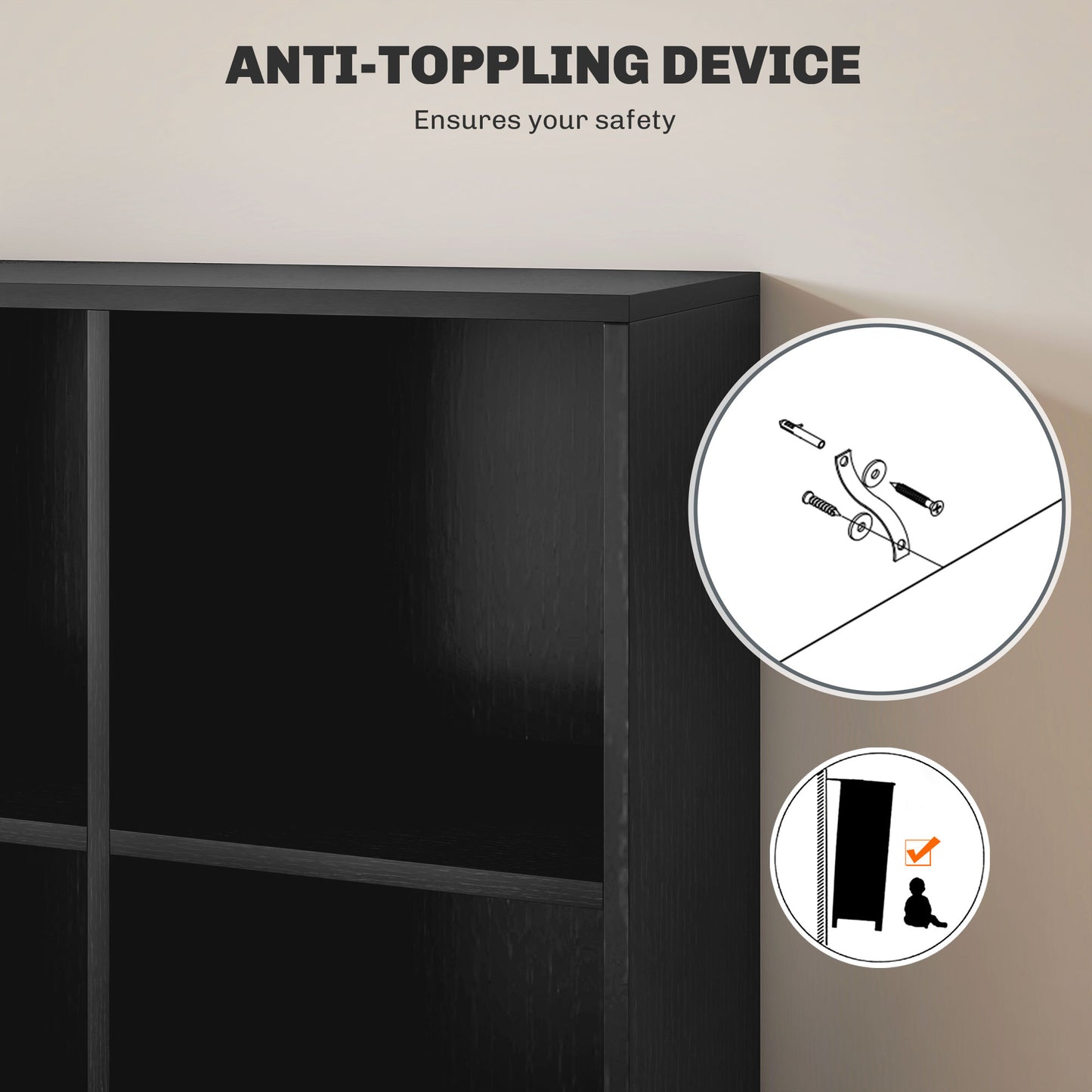 Sasu Wood Black Effect 6 Cube Storage Bookcase