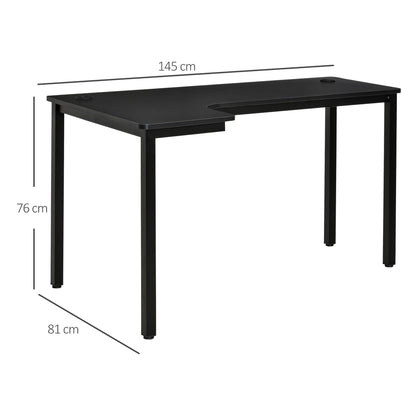 Toviba 145cm Black Left Hand L Shapedd Gaming Desk With Cable Management Holes