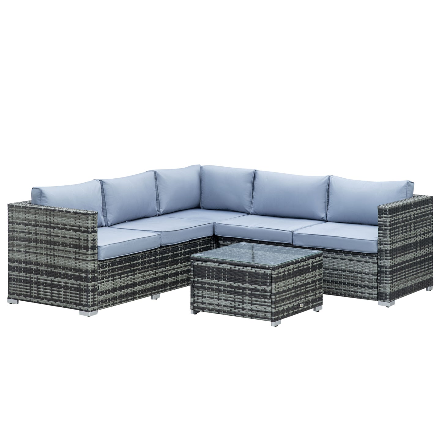 Kabaco Faux Rattan Grey 4 Piece Outdoor Sofa Set With Cushions