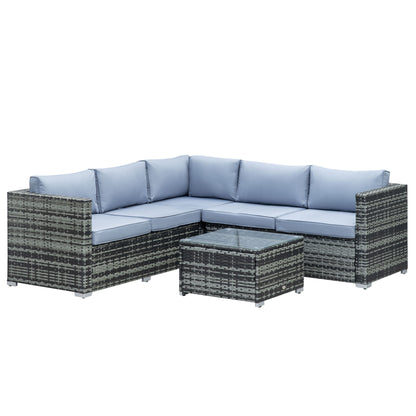 Kabaco Faux Rattan Grey 4 Piece Outdoor Sofa Set With Cushions