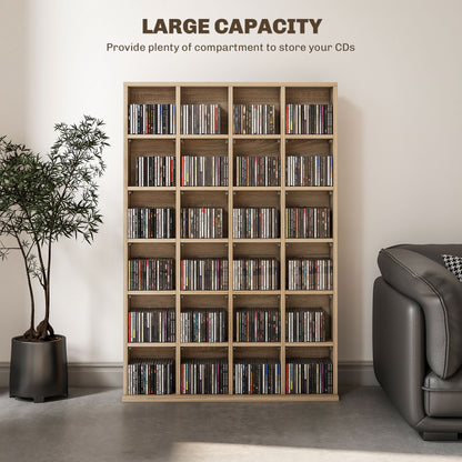 Sufato Wood Natural Finish Adjustable CD Storage Cabinet 89 x 130.5 cm