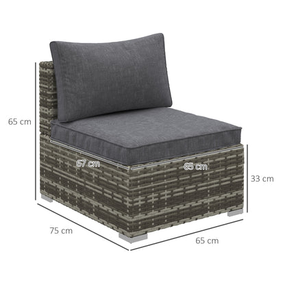 Riva Rattan Deep Grey Armless Outdoor Armchair With Cushions
