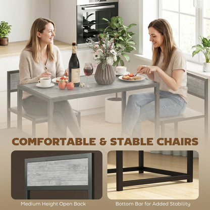 Nenepa 3 Piece Charcoal Grey Wood Effect Dining Table And Stools