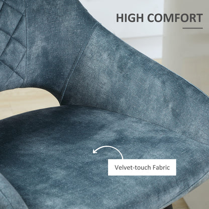 Lona Bale Set Of 2 Blue Velvet Fabric Counter H8 Bar Chairs With Steel Legs