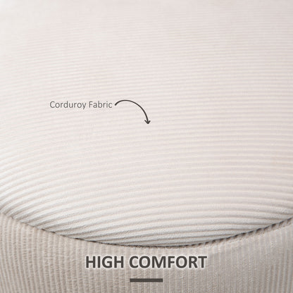 Vivalepa Set Of 2 Fabric Cream White Round Storage Ottomans With Removable Lids