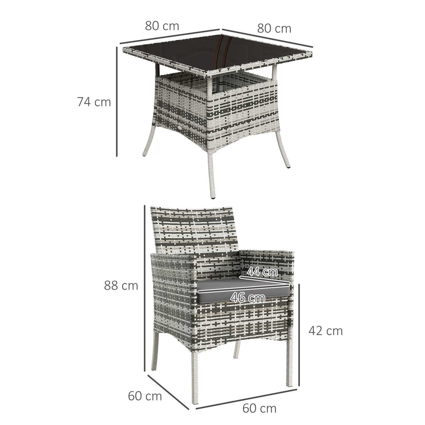 Hayosa Yoka Rattan Grey 4 Seaeter Garden Dining Set With Cushions
