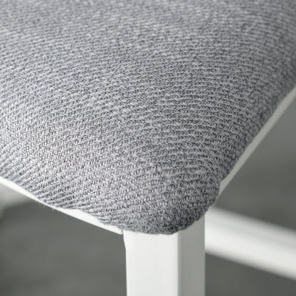 Bavino Metal And Fabric Grey Round Dining Table With 4 Upholstered Stools