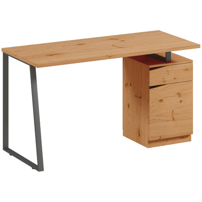 Nolole 135cm Natural Wood Home Office Desk With Storage Drawer and Cabinet